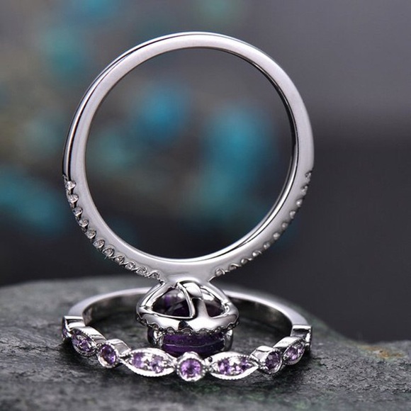 Purple Tear Drop Ring Set - Picture 7 of 7